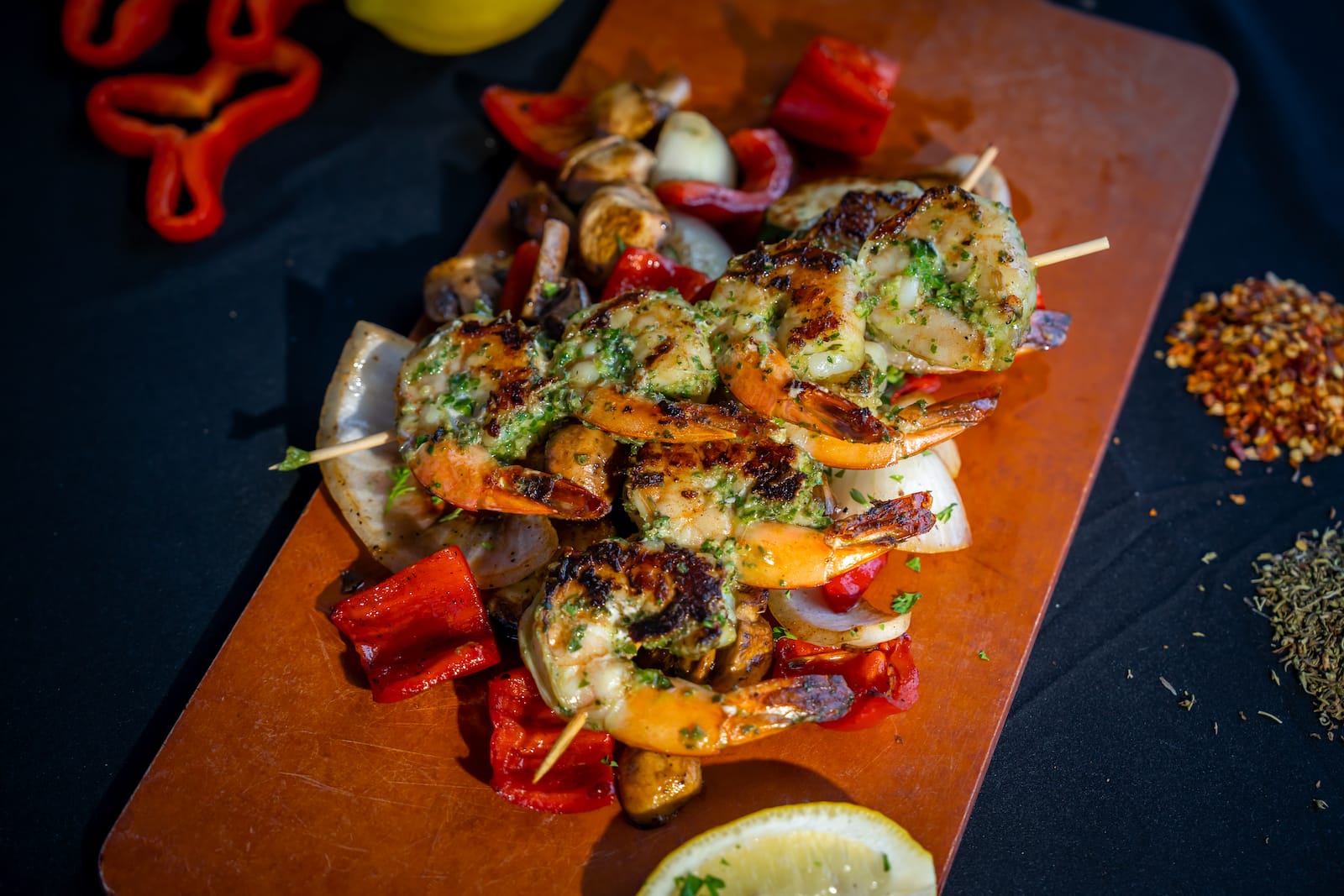 Citrus basil grilled shrimp at Beso Las Vegas